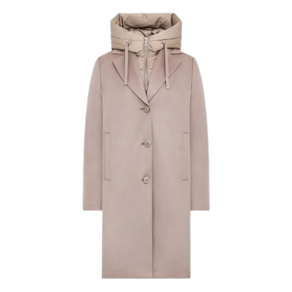 Duno Beige Gewatteerde Wollen Jas Lisa Beige Dames