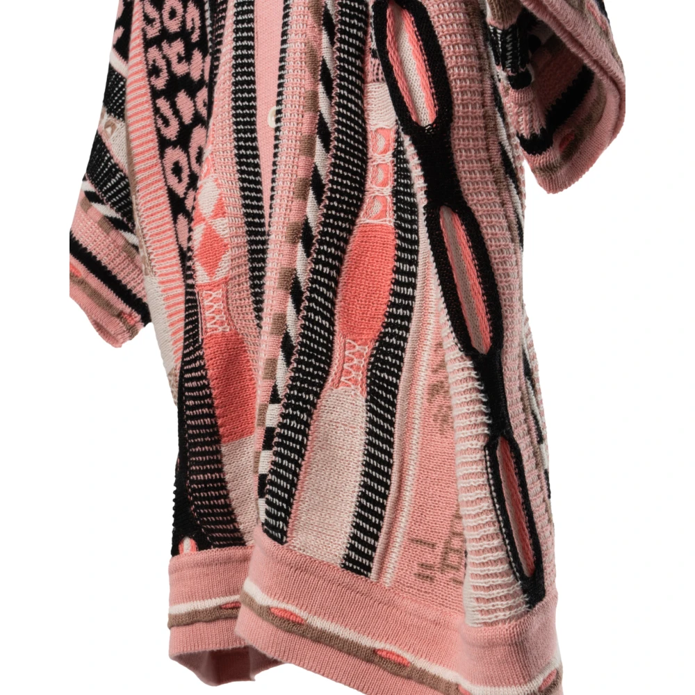 Laneus Luxe Jacquard Gebreid Poloshirt Pink Heren