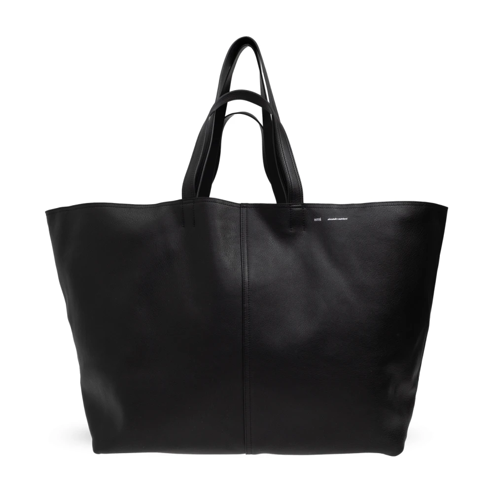 Ami Paris Maxi Shopper in Zwart Leer Black Dames