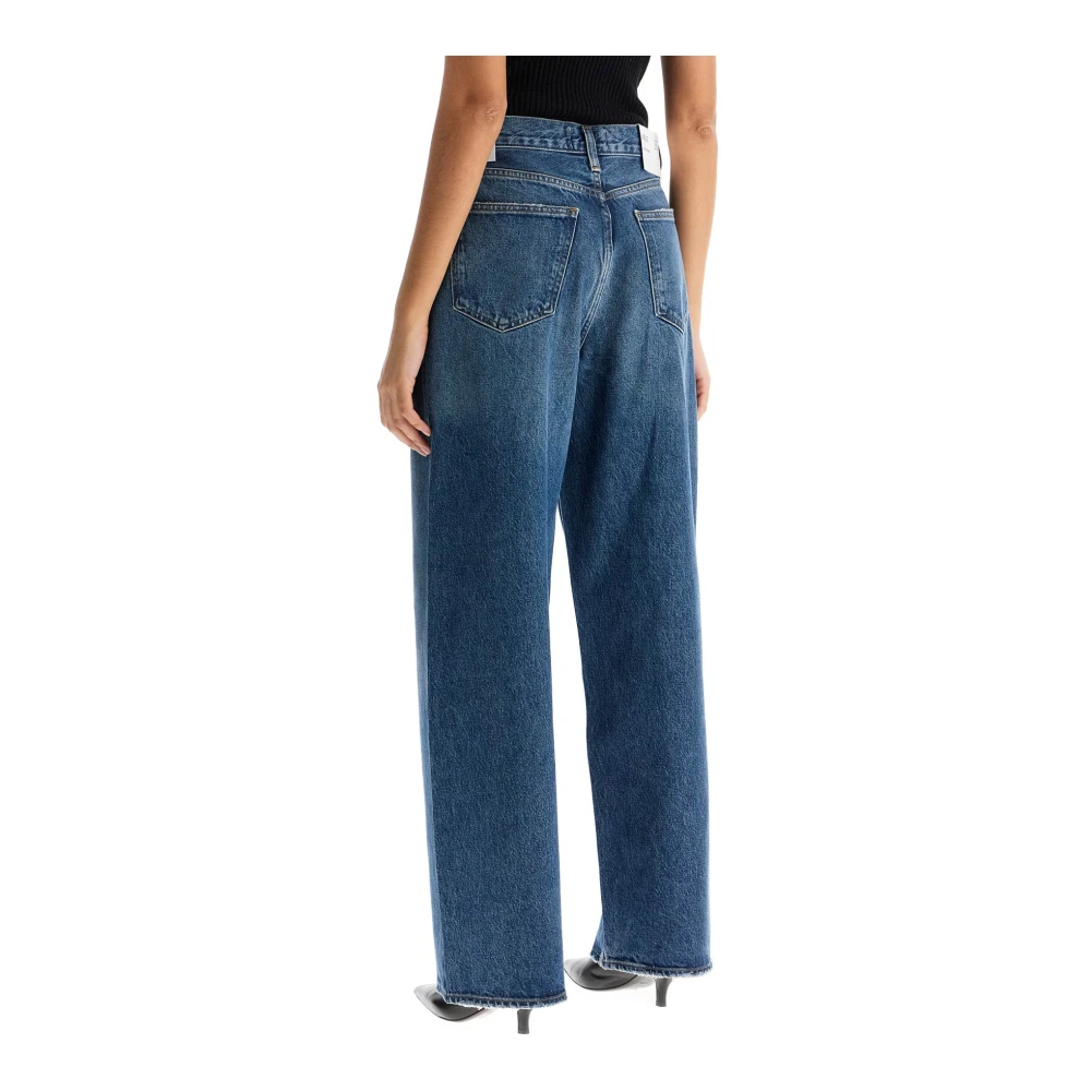 Agolde Vintage Wide Leg Distressed Denim Jeans Blue Dames