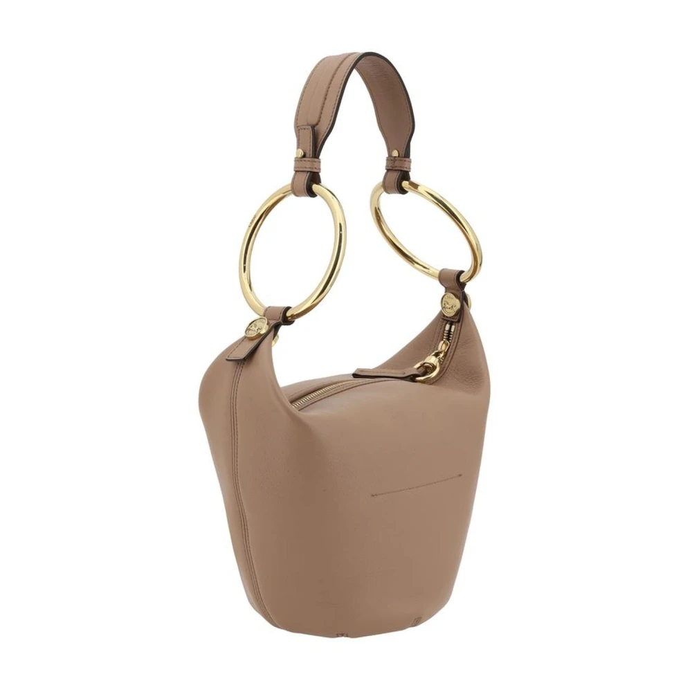 Chloé Leren schoudertas met messing accenten Beige Dames
