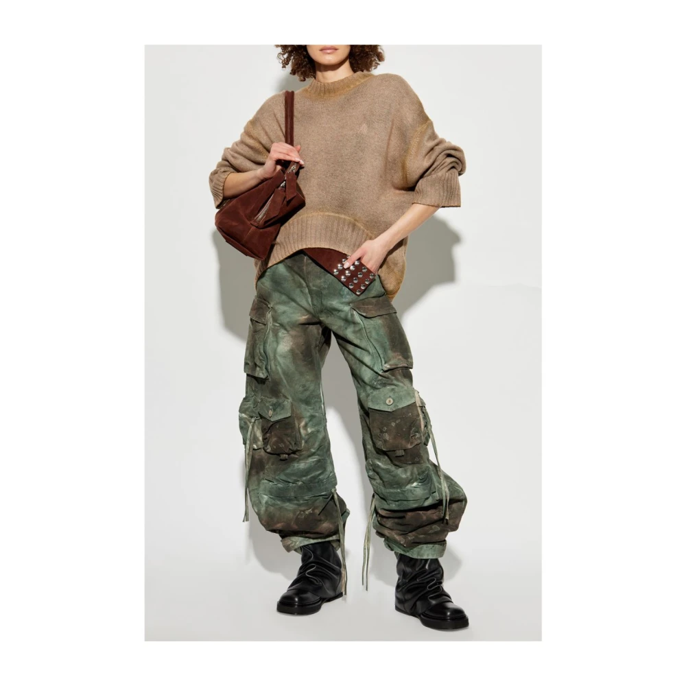The Attico Bruine Crew Neck Sweater met Logo Brown Dames