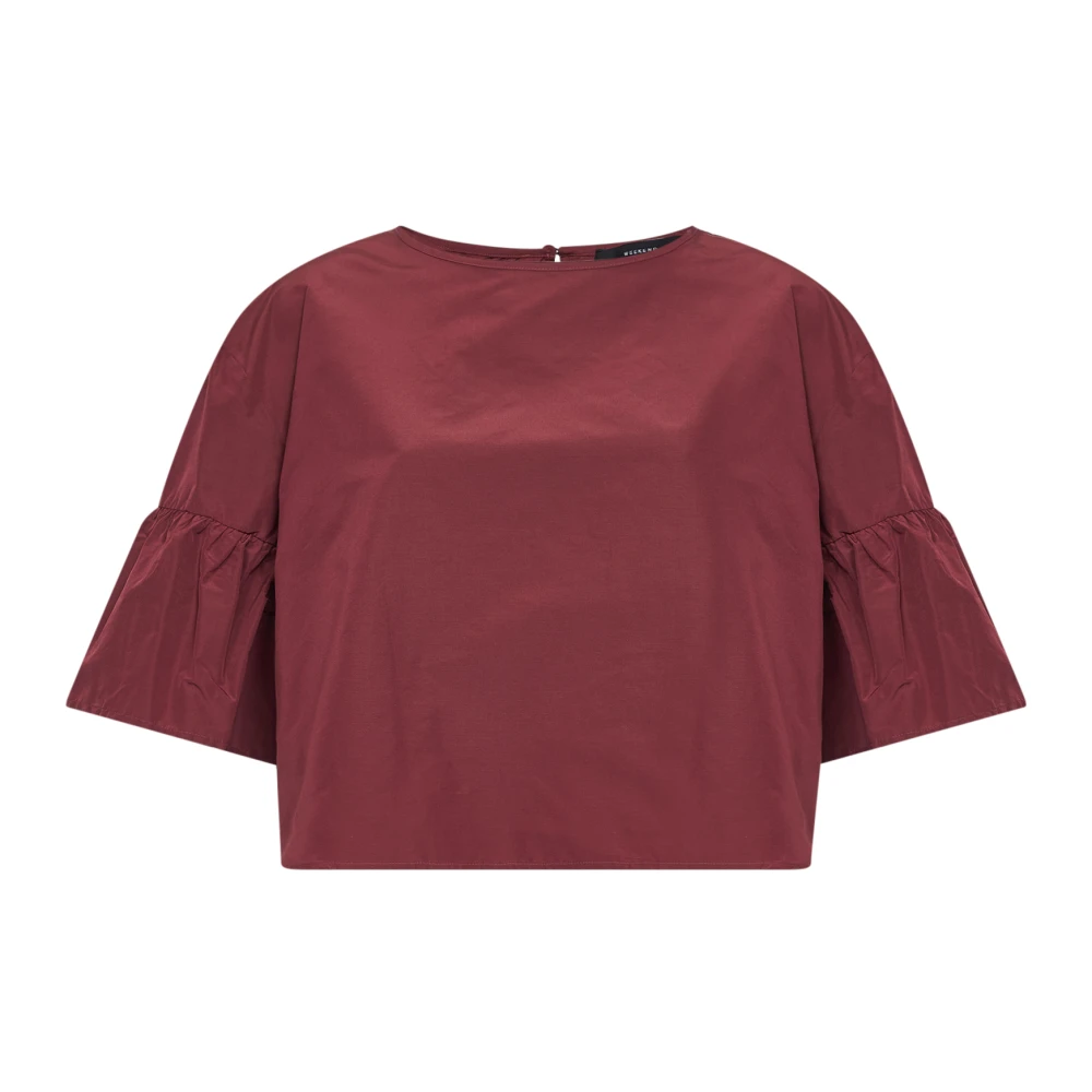 Weekend Max Mara Women's Red Blouses, M, Cotton Taffeta Cropped Blouse