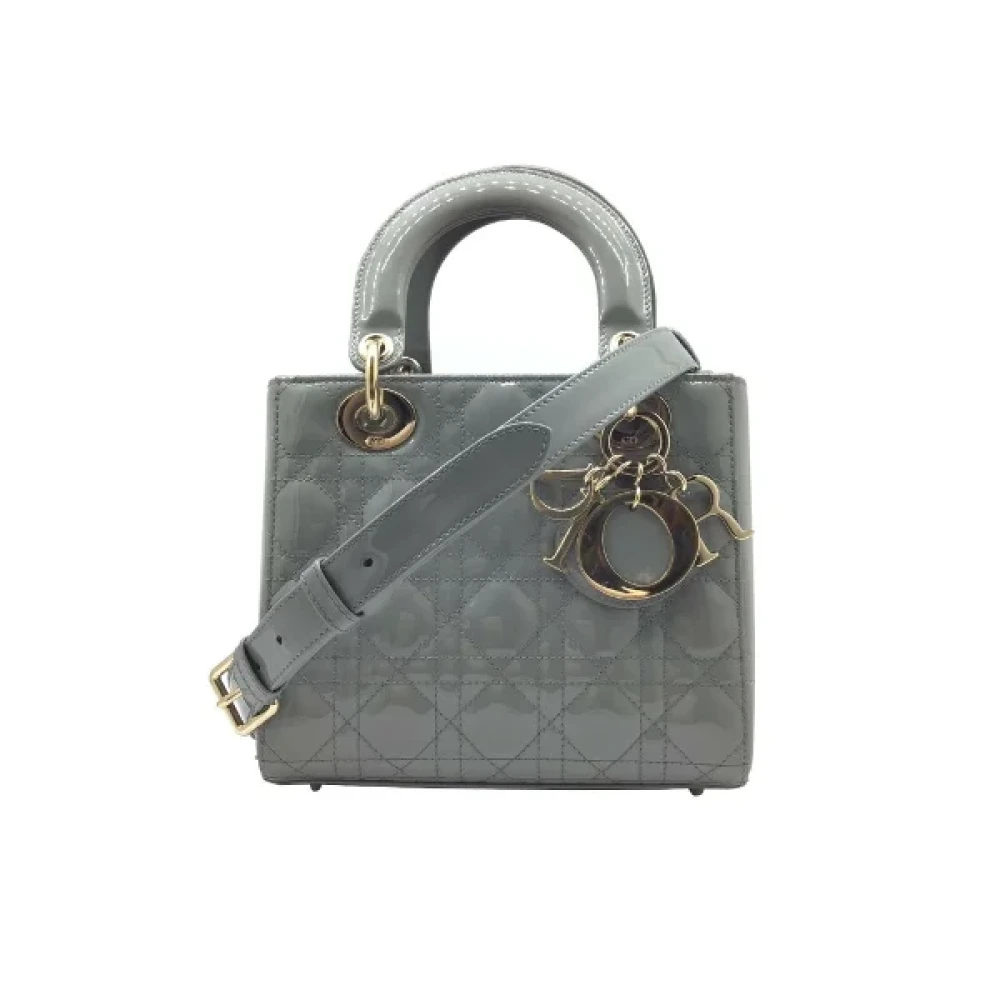 Dior Vintage Pre-owned Leather handbags Gray Dames