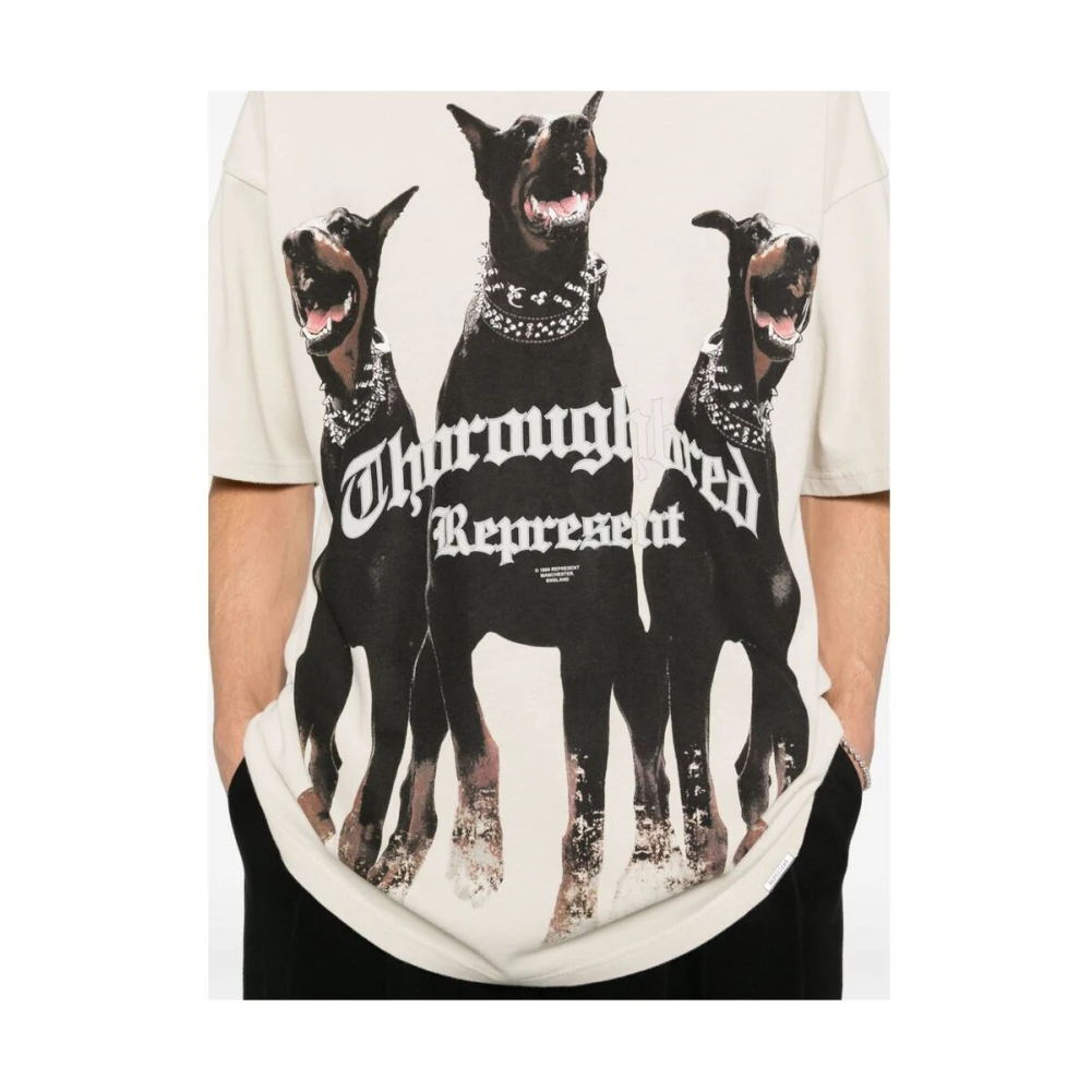 Represent T-shirt met hondenprint van katoen White Heren