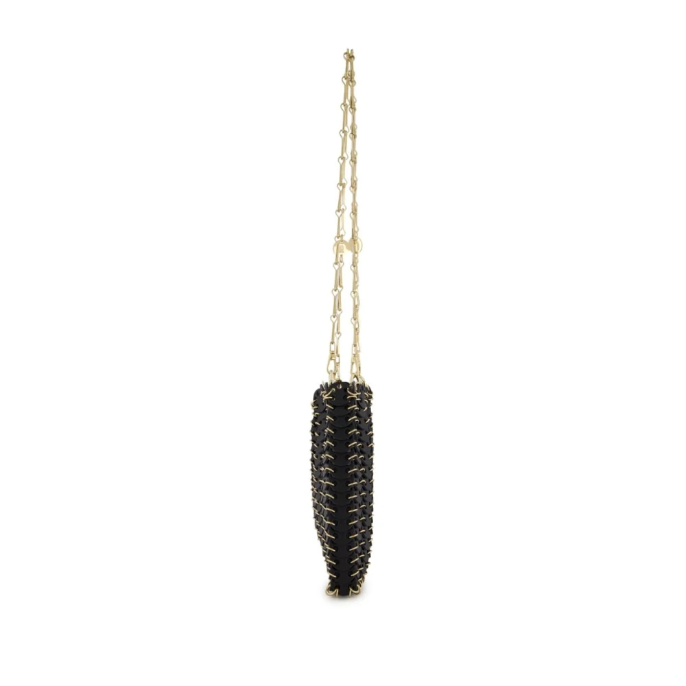 Paco Rabanne Zwarte leren schoudertas met gouden detail Black Dames