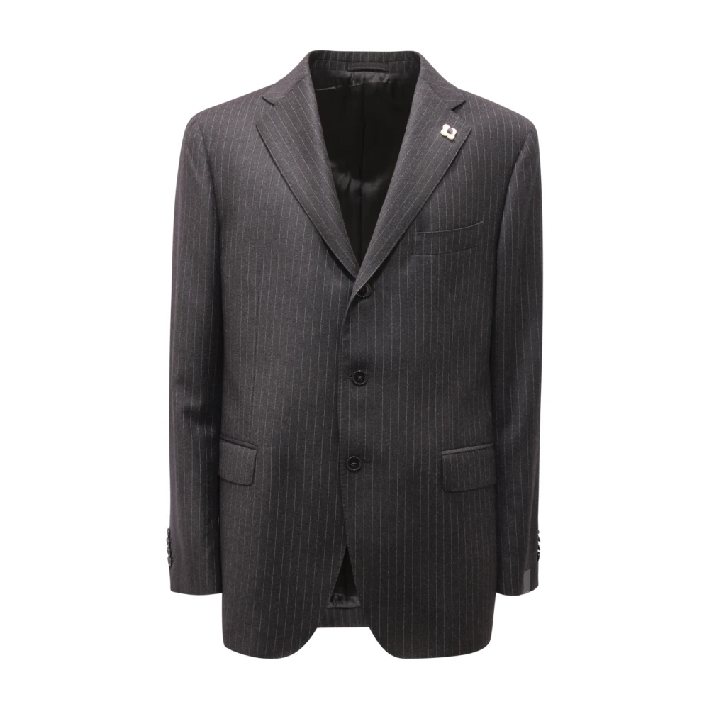Lardini Men's Gray Blazers,, Wool Dark Grey Italian Style Dress 2XL