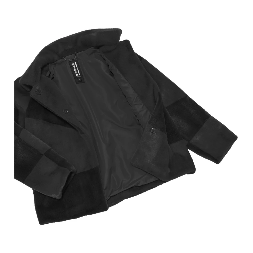 BomBoogie Stijlvol Geruite Korte Jas Black Dames