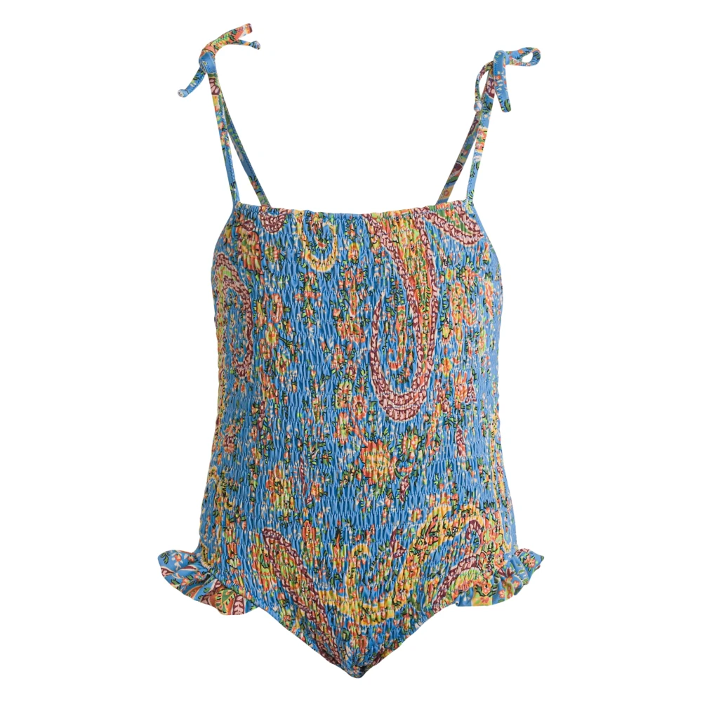 Etro Girls Multicolor Kids Swimsuits, 10 Y, Floral Paisley Swimsuit In Blue