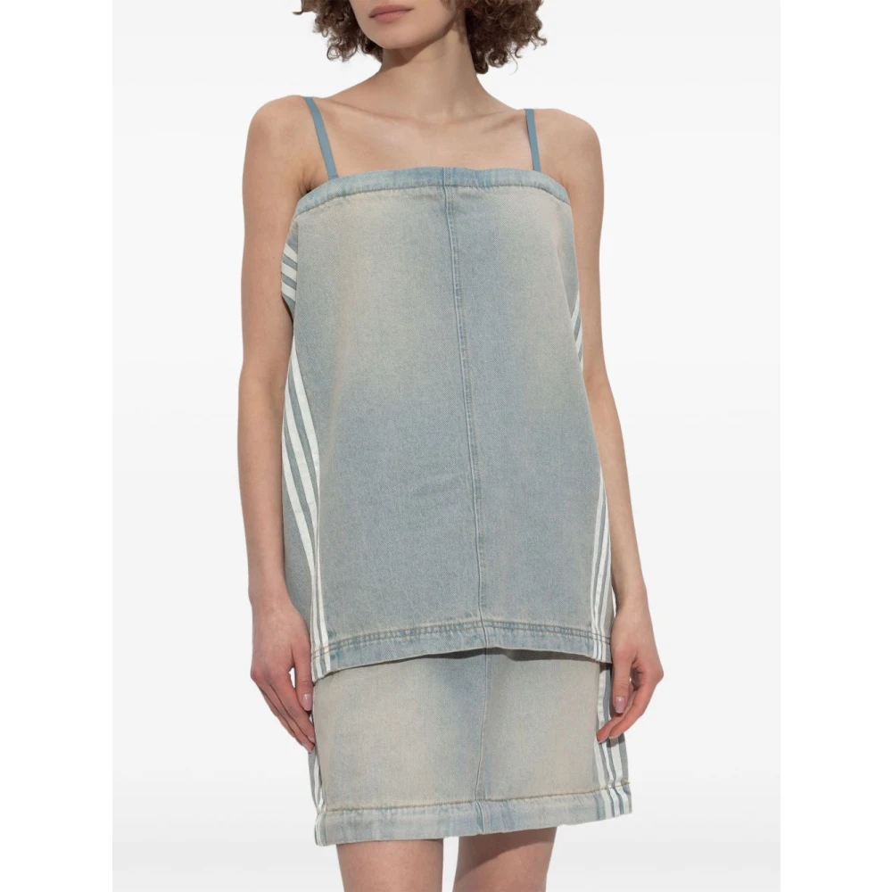 Adidas Denim Rok met Strepen Blue Dames