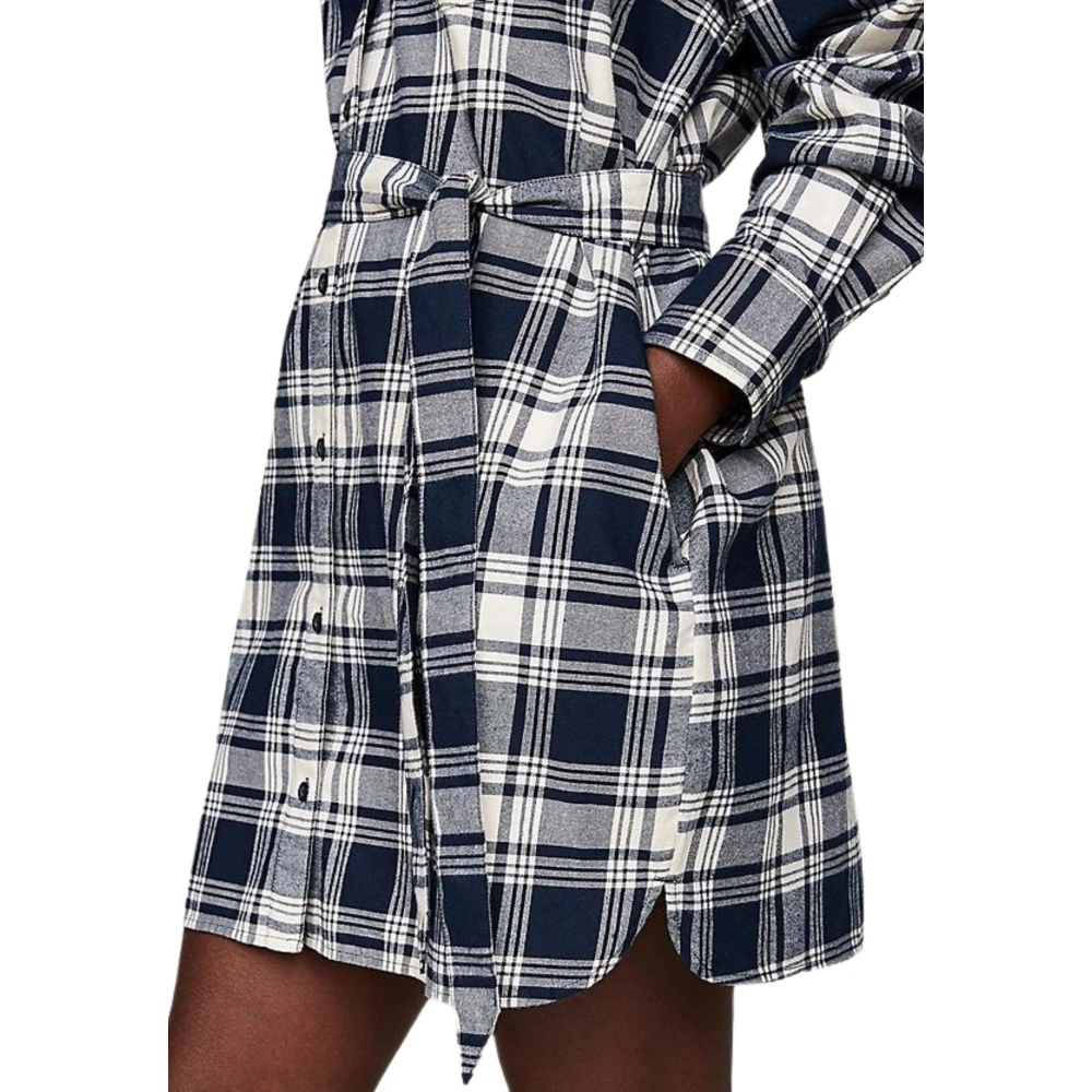 Tommy Hilfiger Grijze geruite overhemdjurk Gray Dames