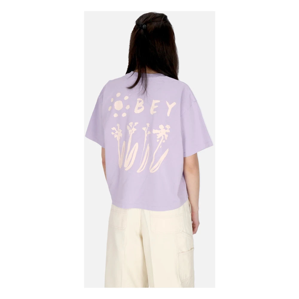 Obey Bloemen Crop Tee Purple Dames