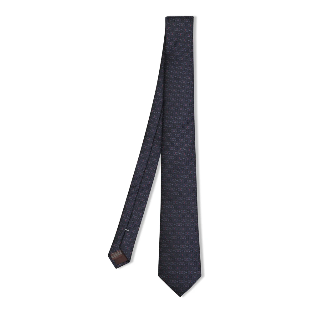 Canali Zijden stropdas met logoprint Blue Heren