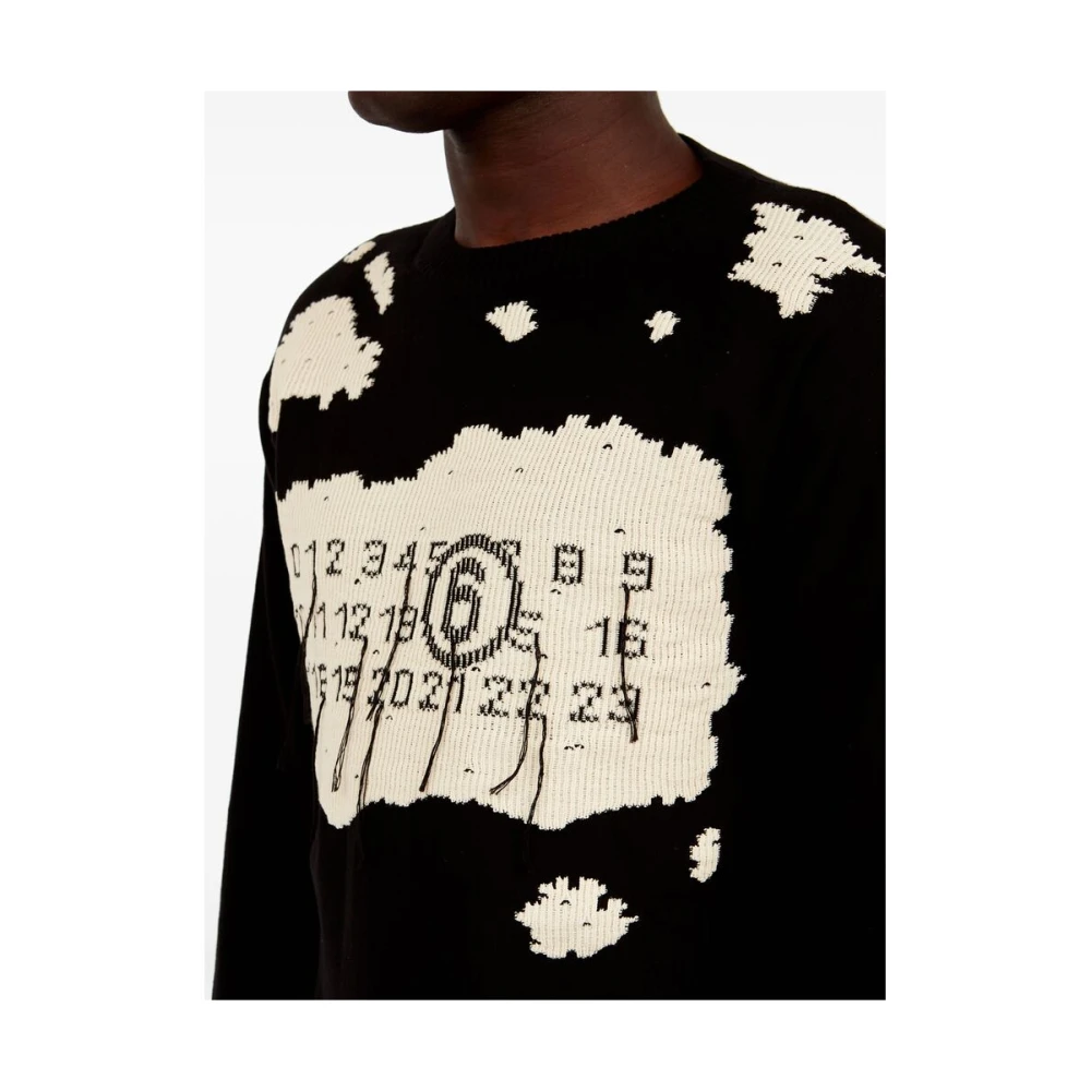 MM6 Maison Margiela Zwarte katoenen gebreide trui Black Heren