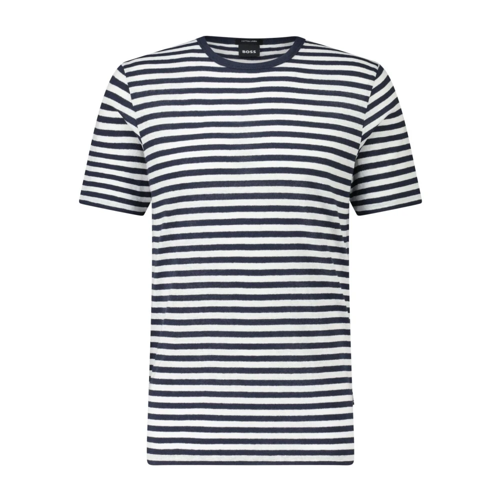 Hugo Boss Gestreept Linnen Blend Shirt Blue Heren