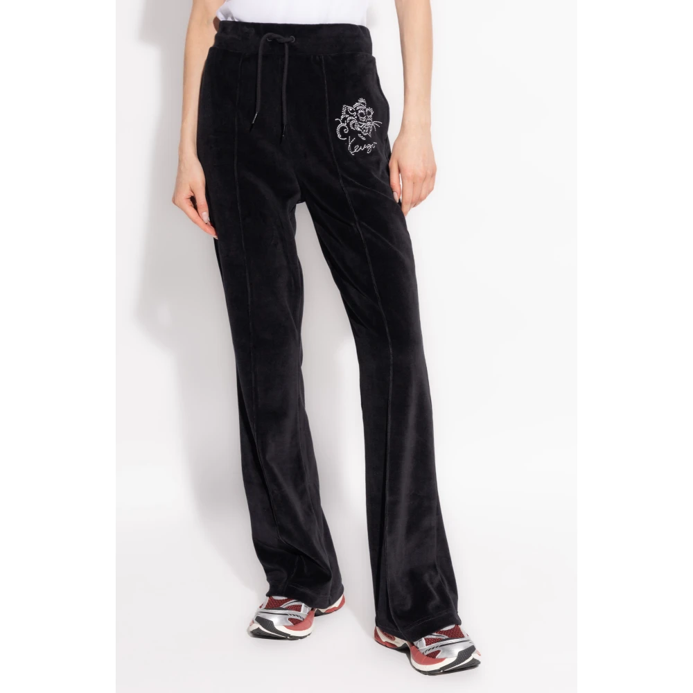 Kenzo Fluwelen uitlopende broek Black Dames