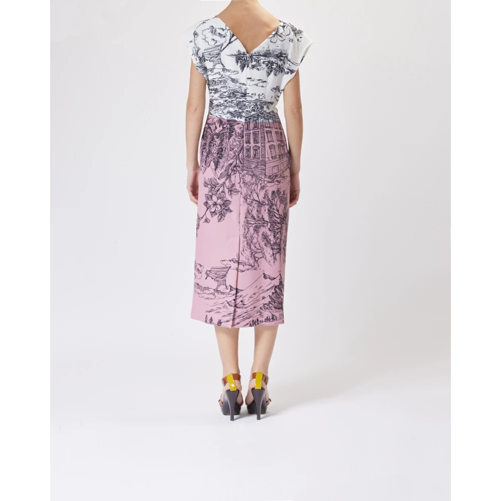Moschino Milano Print Jurk met Cut-Out Multicolor Dames