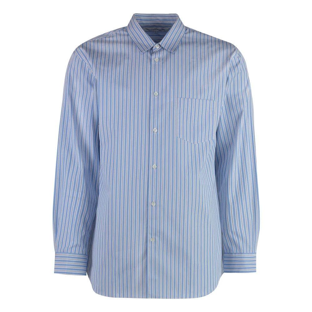Comme des Garçons Gestreept Katoenen Overhemd met Voorzak Blue Heren