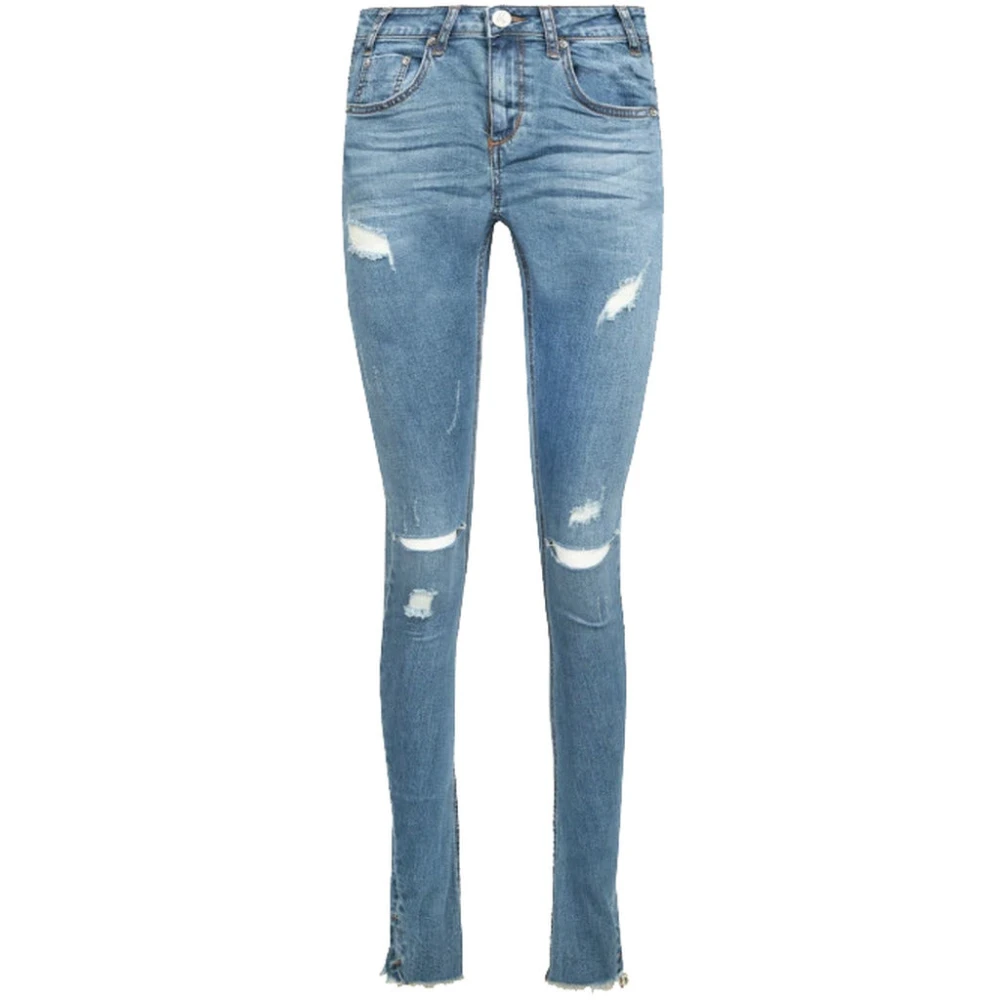 One Teaspoon Denim Skinny Jeans met Knijsneden Blue Dames