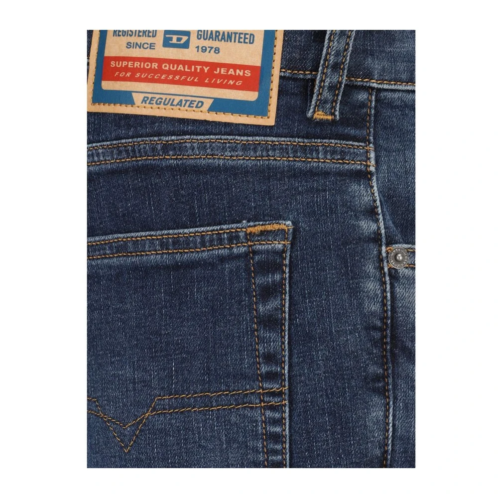 Diesel Katoenen Five-Pocket Jeans met Leren Patch Blue Heren