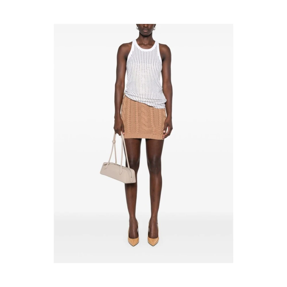 Blumarine Bruine Kabel Gebreide Geborduurde Rok Beige Dames
