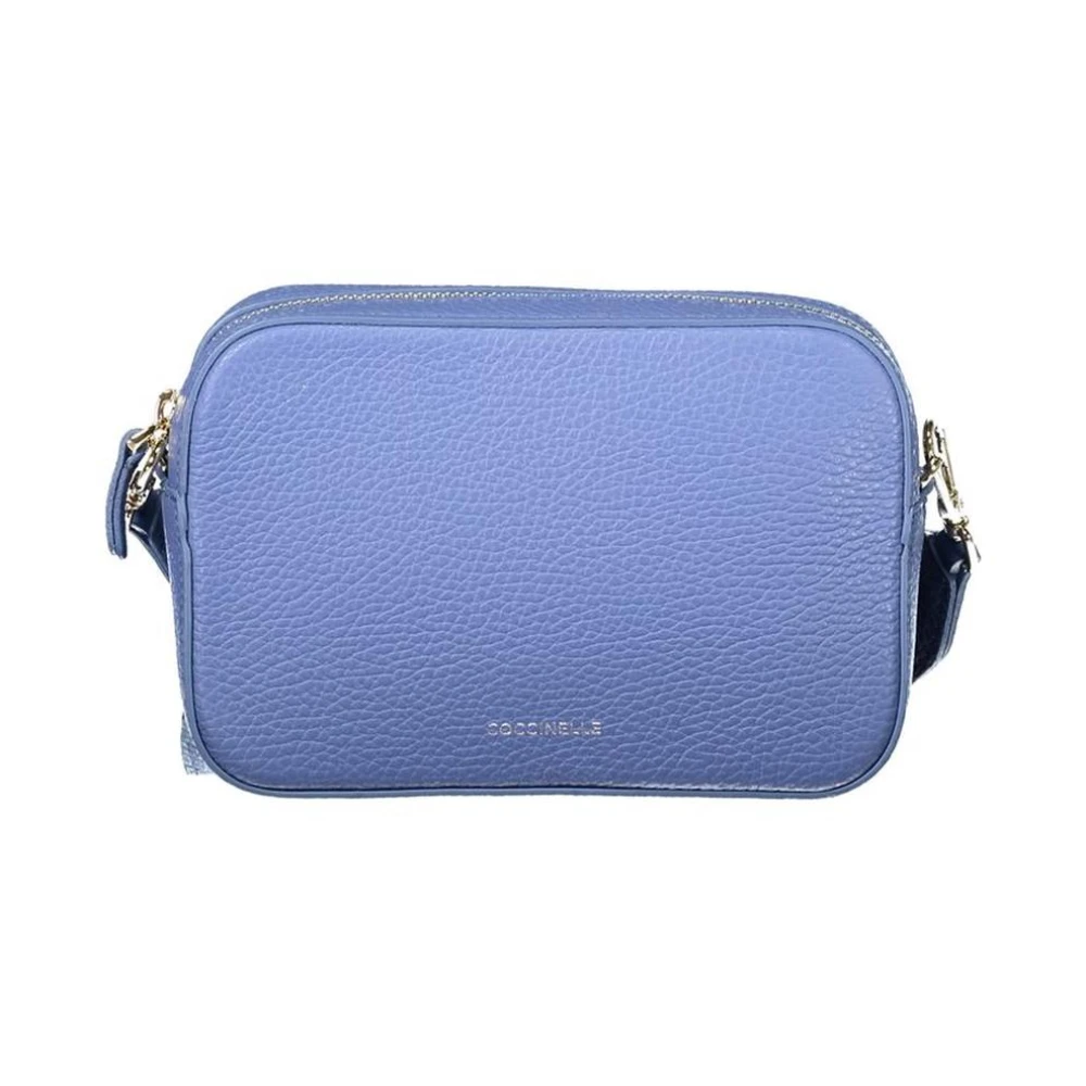 Coccinelle Women's Blue Leather Handbag With Adjustable Strap