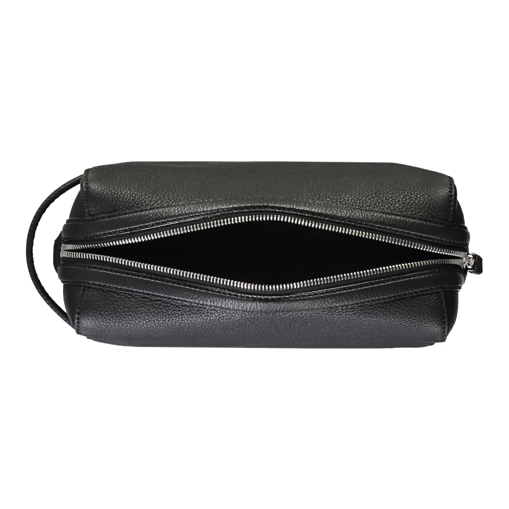 Brioni Leren Toilettas Black Heren
