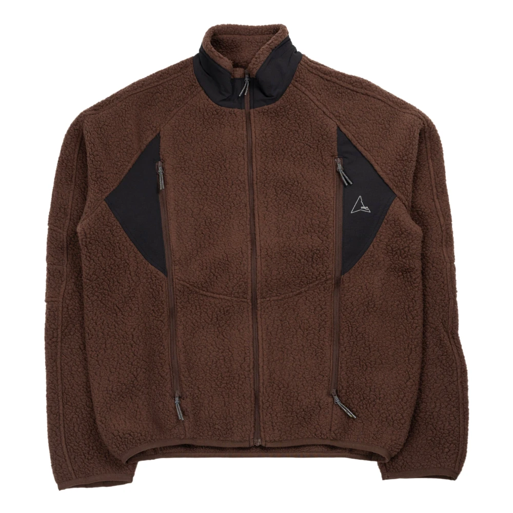 ROA Bruine Paneel Fleece Jas Brown Heren