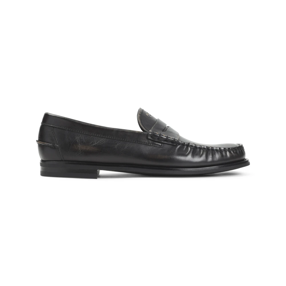 Prada Black Loafers, Male, 11 Uk, Brushed Leather Loafers