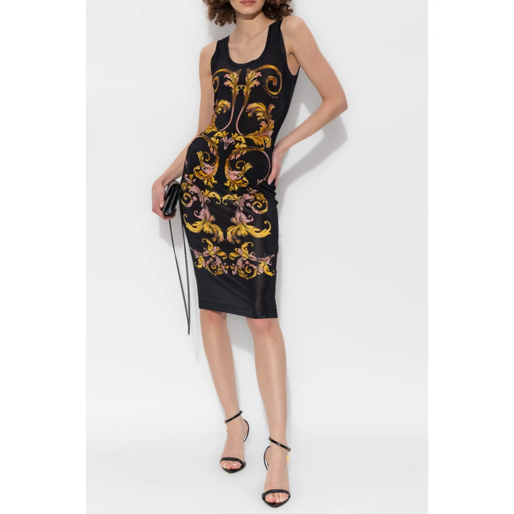 Versace Jeans Couture Jurk met Outline Barocco print Black Dames