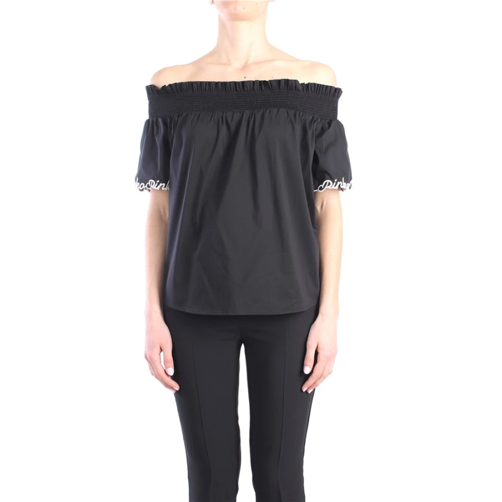 Pinko Korte Mouw Top Black Dames