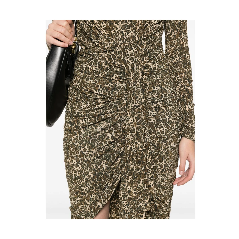 Isabel marant Luipaardprint Gedrapeerde Jurk Brown Dames