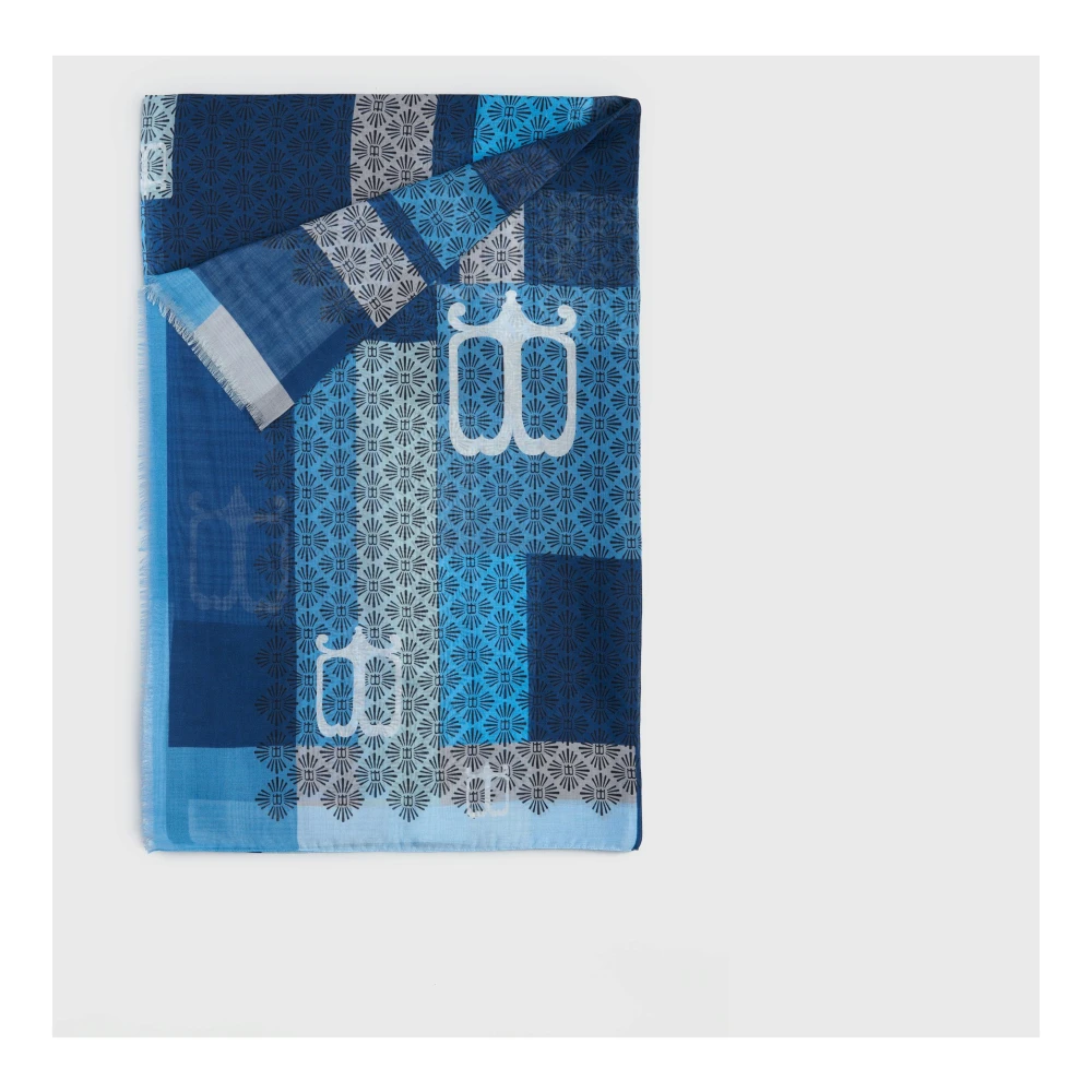 Borsalino Stijlvolle Bedrukte Sjaal Blue Dames