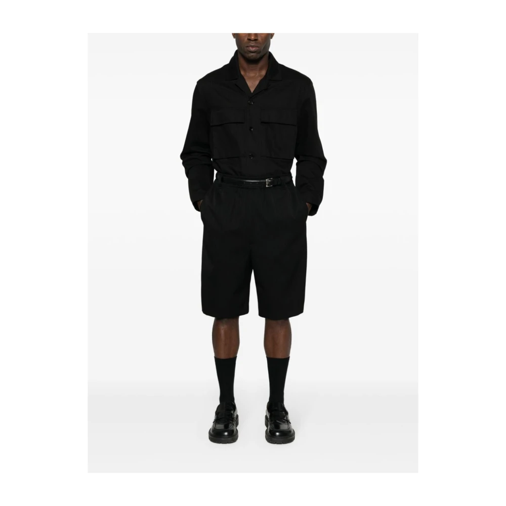 Jacquemus Zwarte wollen keperstreep Bermuda shorts Black Heren