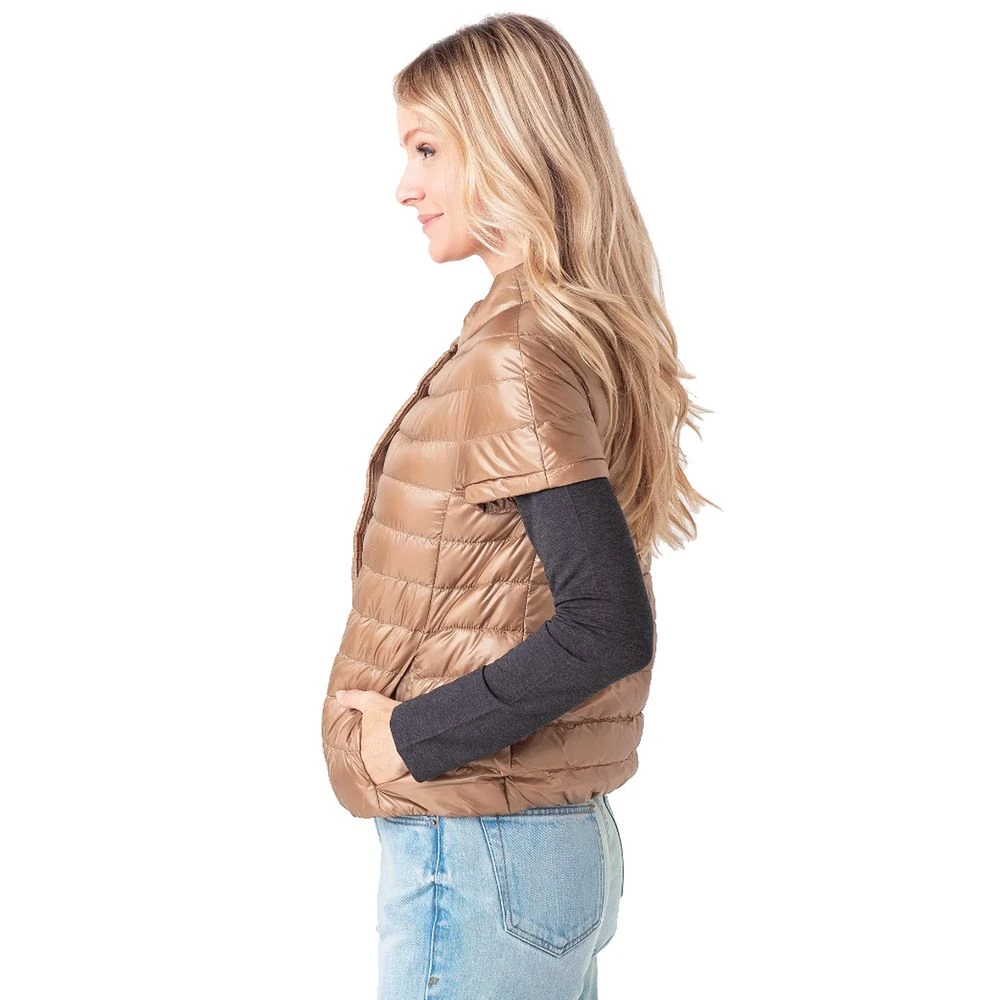 Herno Korte Nylon Donsvest met Rits Beige Dames