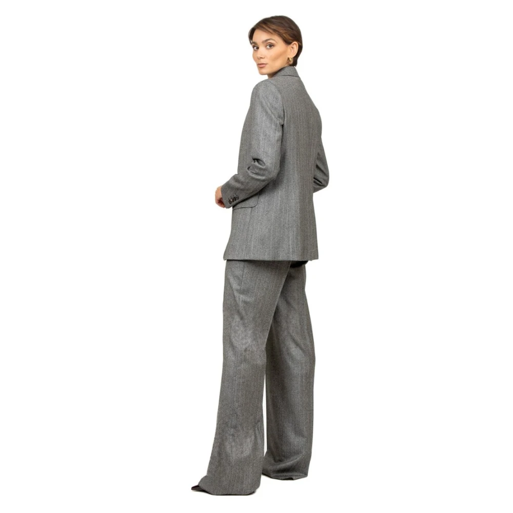 Max Mara Studio Wollen geruite hoge taille broek Gray Dames
