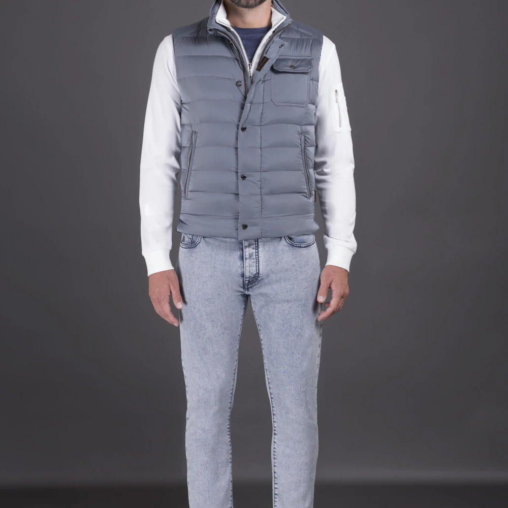Moorer Iridescent Waterdichte Vest met Ganzendons Blue Heren