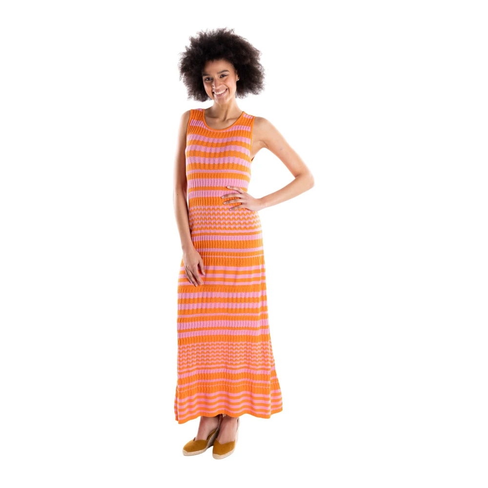 Akep Women's Multicolor Knitted Dresses, Xs, Long Crochet Tank Dress