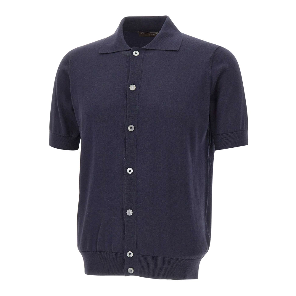 Filippo De Laurentiis Blue Cardigans, Male, 4XL, Cotton Knit Shirt