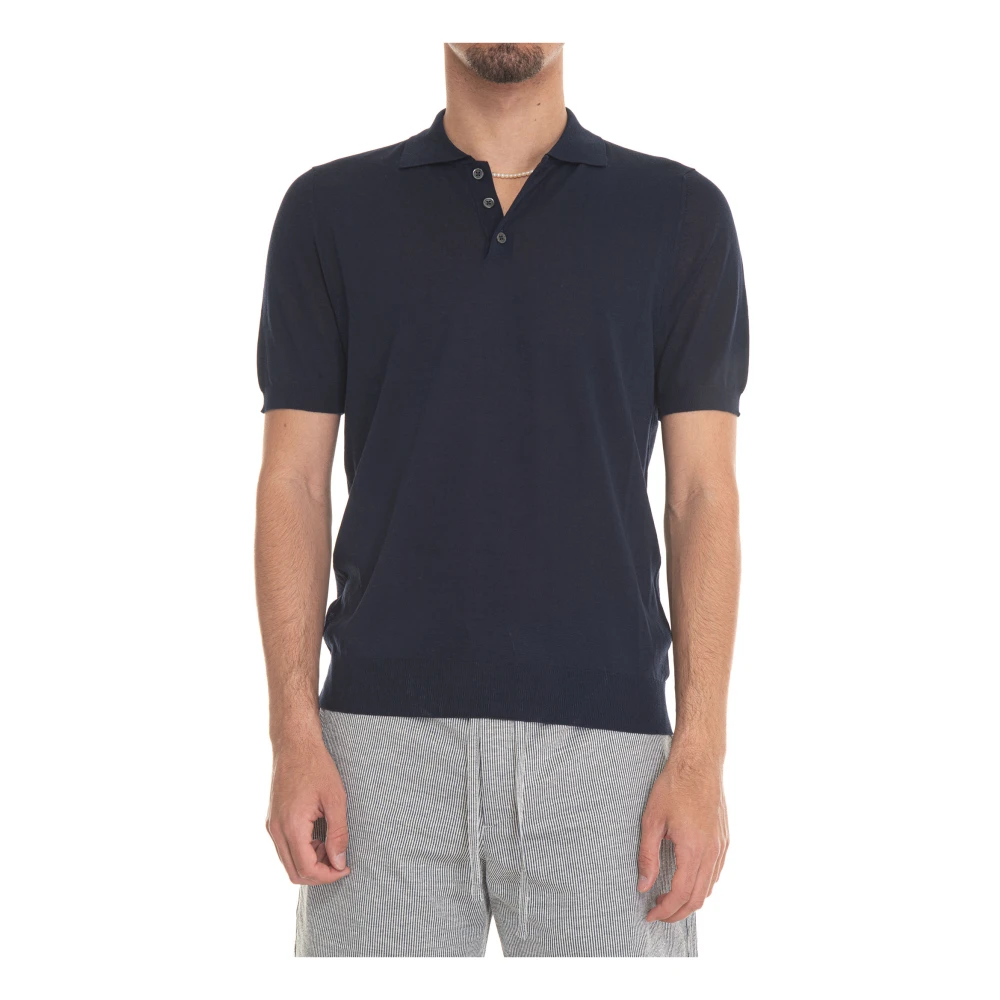 Hindustrie Lichtgewicht Katoenen Poloshirt Blue Heren