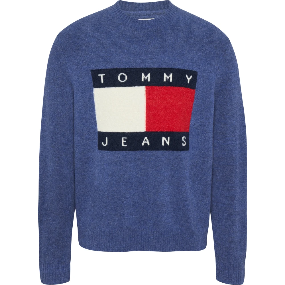 Tommy Jeans Blauwe Sweater met Vlagembleem Blue Heren