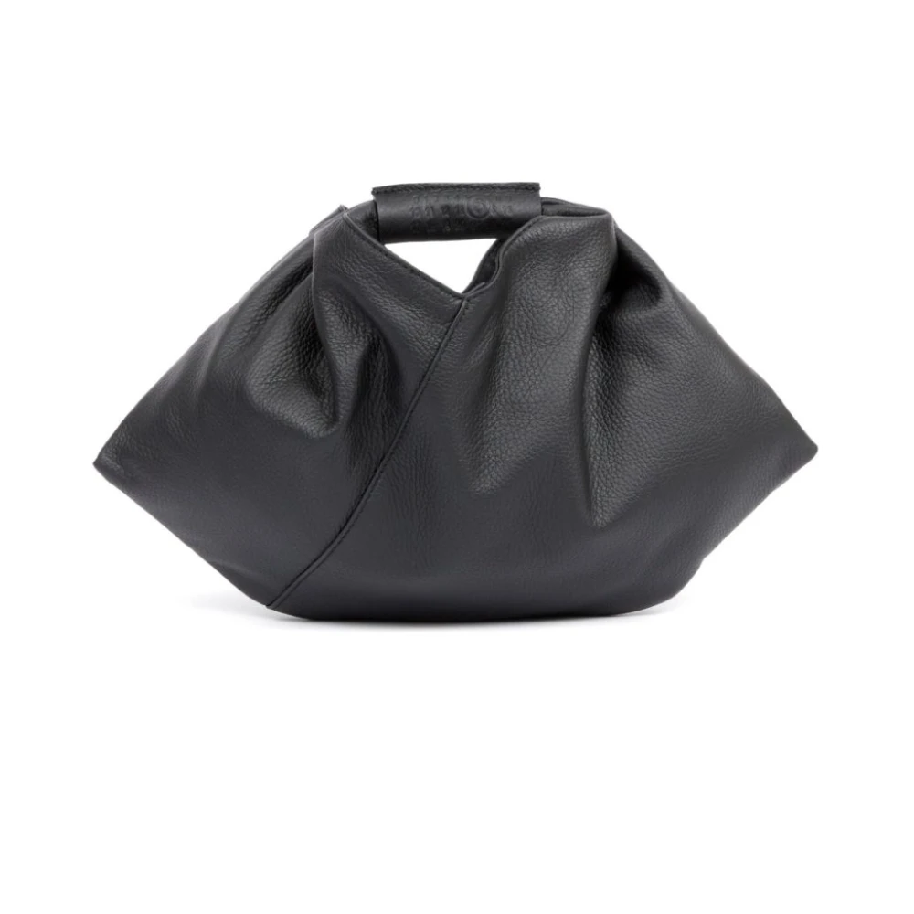 Mm6 Maison Margiela Women's Black Handbags, One Size, Leather Draped Design Handbag