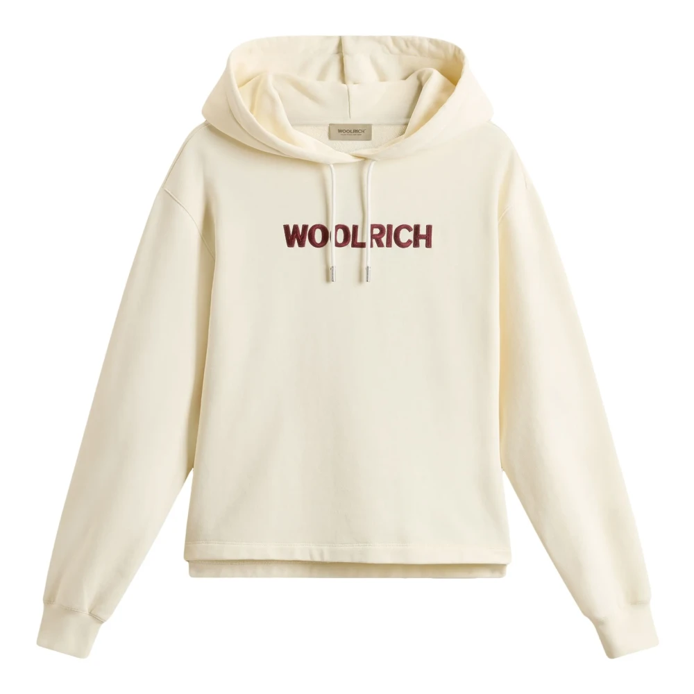 Woolrich Witte Fleece Katoenen Trui White Dames