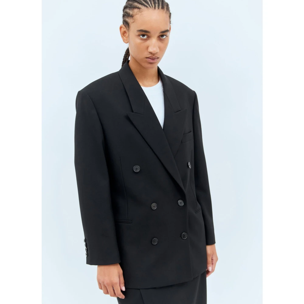 The Row Wollen Double-Breasted Blazer Black Dames