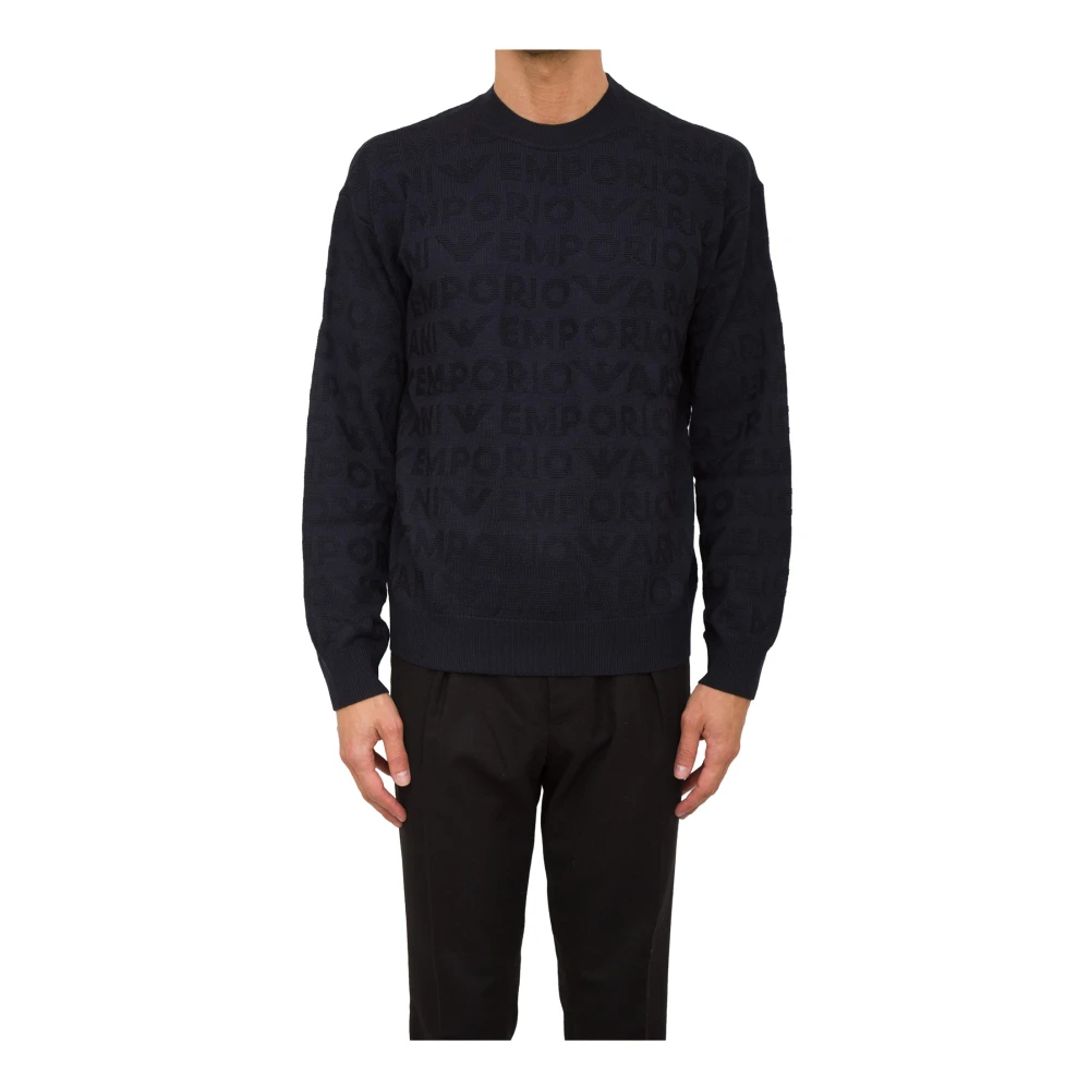 Emporio Armani Blauwe Pullover Sweater Stijlvolle Mode Blue Heren