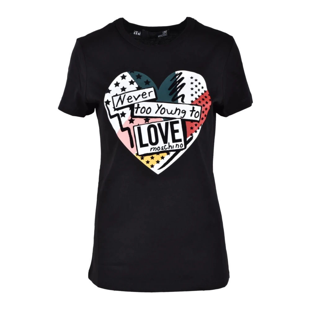 Love Moschino Katoenen T-shirt met Stijlvol Ontwerp Black Dames