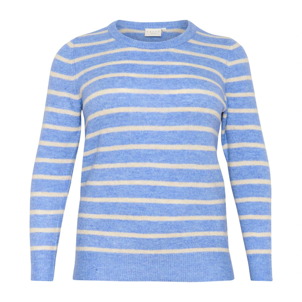 Kaffe Curve Gestreepte Pullover Trui Blauw Melange Beige Blue Dames