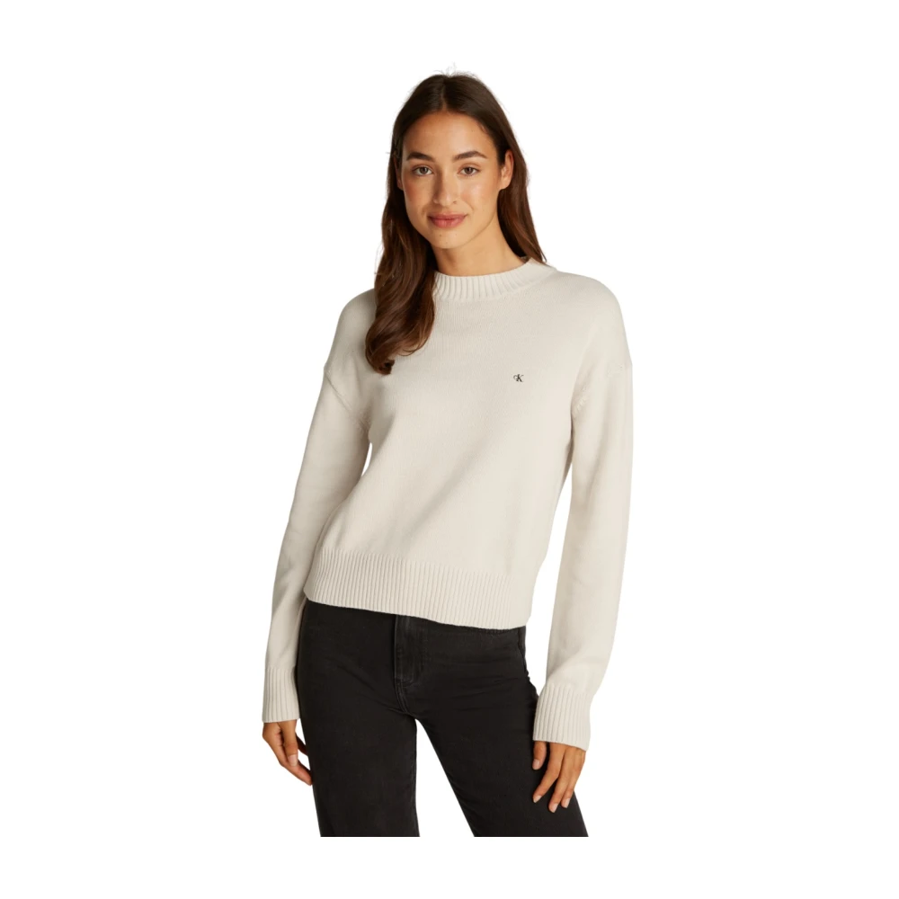 Calvin Klein Grijze trui met regeneratief katoen Beige Dames