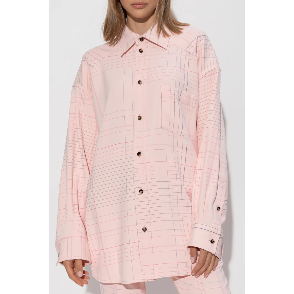 Bottega Veneta Overhemd met ruitpatroon Pink Dames