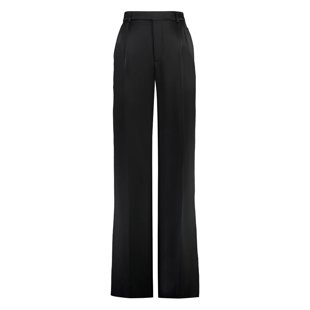 Saint Laurent Elegante Zijden Broek Black Dames